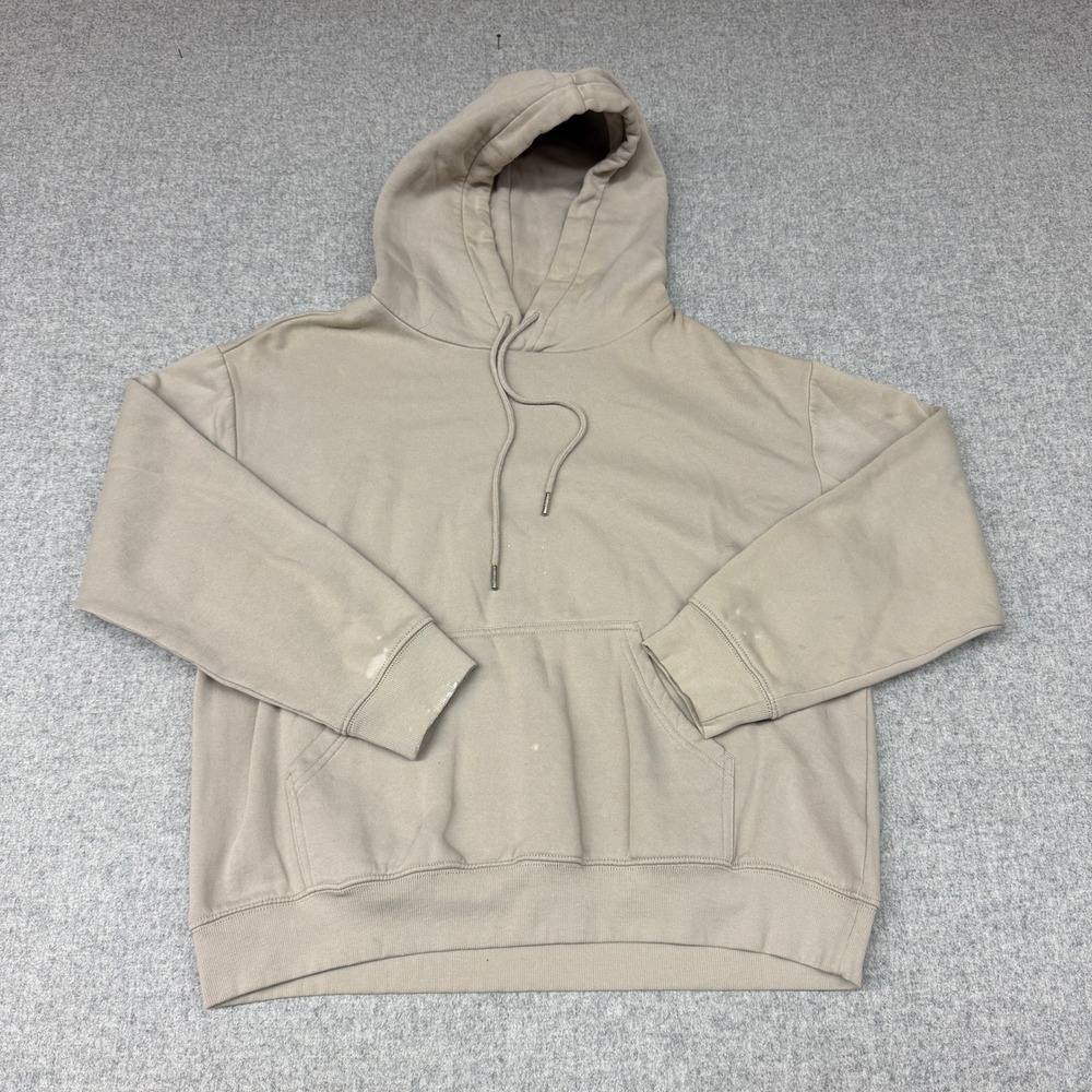 H&M Hoodie Pullover Size Medium Tan Beige Long Sleeve Kangaroo Pocket Casual Men